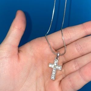 Silver chain with Silver and gold jeweled crosses